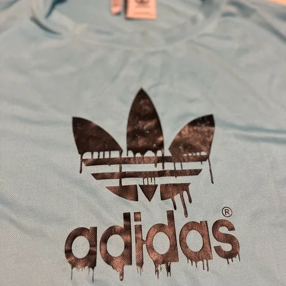 Adidas Baby Blue Trefoil Drip Logo T-Shirt Y2K Sreetwear Casual Tee Men’s 2XL - Picture 3 of 5